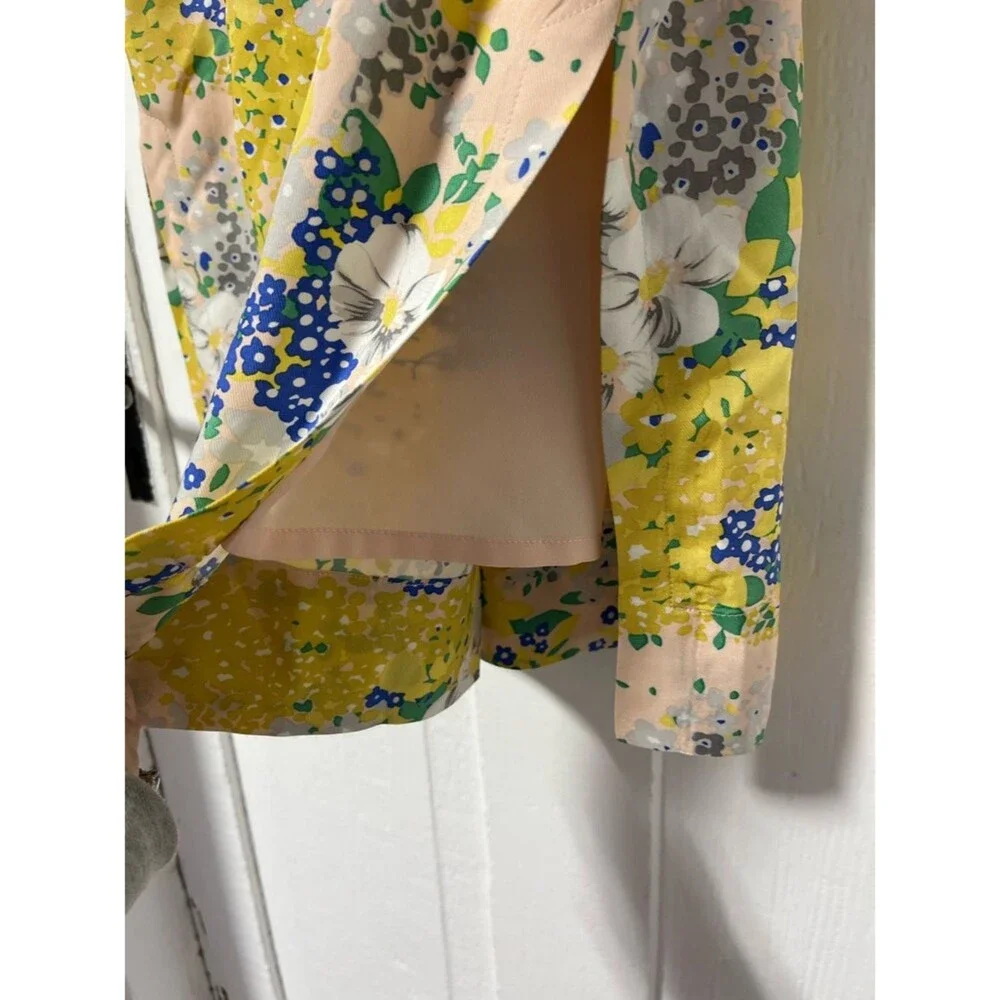 J Crew Tamara Lemon Yellow Floral Midi Slip Skirt Sz 8
